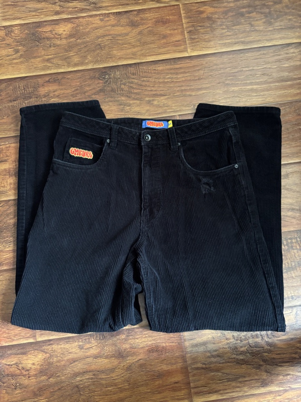 Empyre Streetwear Black Corduroy Pants Size 32 Wide Leg Y2K Skater